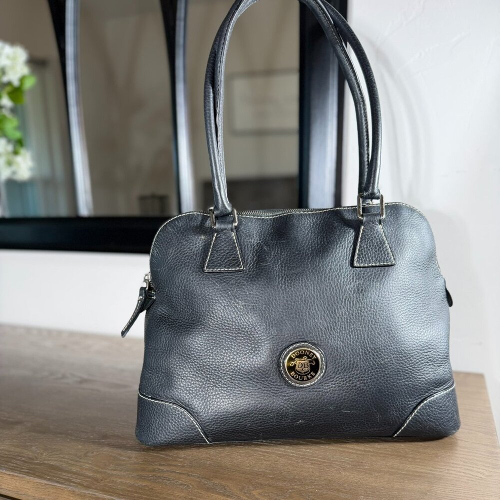 Dooney & Bourke Black Pebbled Leather Satchel w/ Key Ring